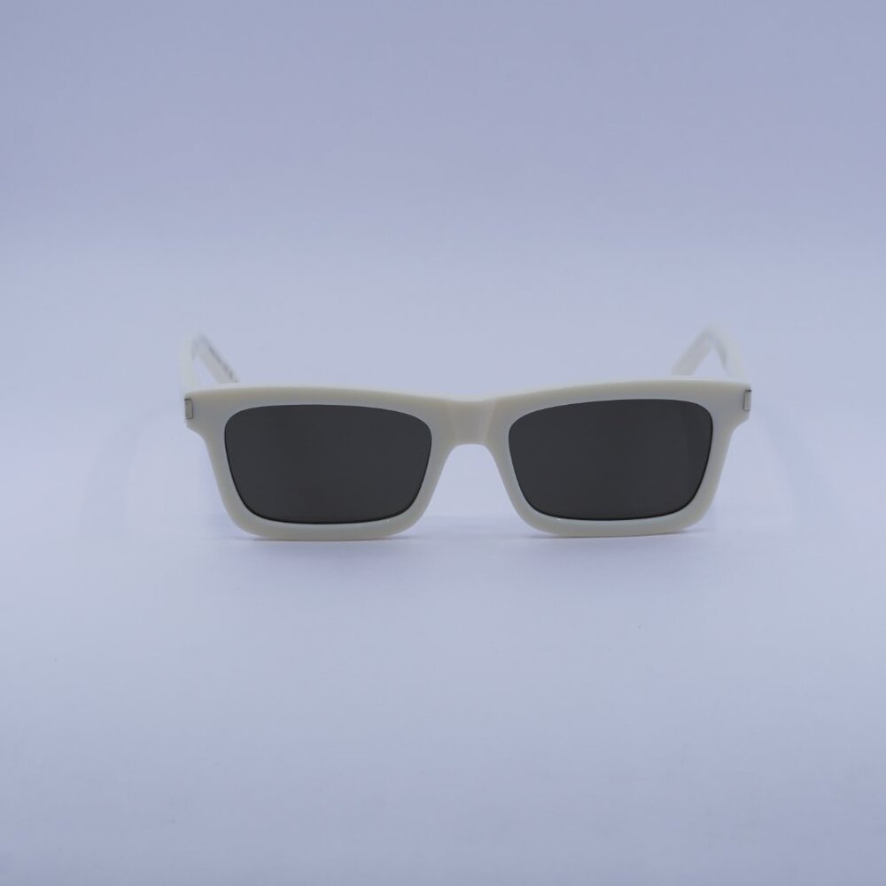 Saint Laurent SL461 BETTY 020 Sunglasses Ivory Rectangle Frame, Grey Lenses - Picture 3 of 13